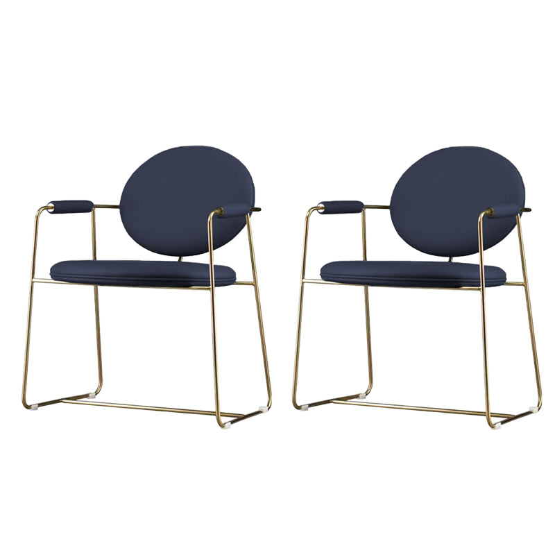 Gold Legs Dining Arm Chair Glam Dining Room Upholstered Chair Blue 2 Piece Set Clearhalo 'Dining Chairs' 'Dining Tables & Seating' 'dining_chair' 'furn' 'furn_dining_chair' 'Furniture' 'Kitchen & Dining Furniture' 6680071