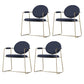 Gold Legs Dining Arm Chair Glam Dining Room Upholstered Chair Blue 4 Piece Set Clearhalo 'Dining Chairs' 'Dining Tables & Seating' 'dining_chair' 'furn' 'furn_dining_chair' 'Furniture' 'Kitchen & Dining Furniture' 6680072