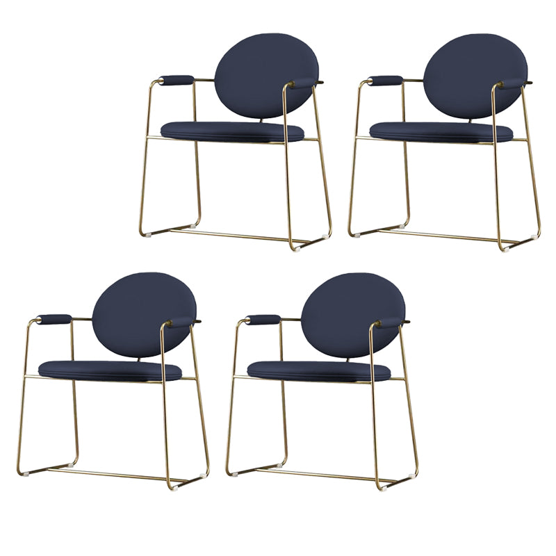Gold Legs Dining Arm Chair Glam Dining Room Upholstered Chair Blue 4 Piece Set Clearhalo 'Dining Chairs' 'Dining Tables & Seating' 'dining_chair' 'furn' 'furn_dining_chair' 'Furniture' 'Kitchen & Dining Furniture' 6680072