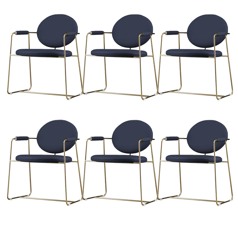 Gold Legs Dining Arm Chair Glam Dining Room Upholstered Chair Blue 6 Piece Set Clearhalo 'Dining Chairs' 'Dining Tables & Seating' 'dining_chair' 'furn' 'furn_dining_chair' 'Furniture' 'Kitchen & Dining Furniture' 6680073