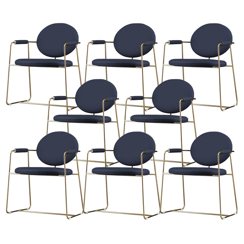 Gold Legs Dining Arm Chair Glam Dining Room Upholstered Chair Blue 8 Piece Set Clearhalo 'Dining Chairs' 'Dining Tables & Seating' 'dining_chair' 'furn' 'furn_dining_chair' 'Furniture' 'Kitchen & Dining Furniture' 6680074