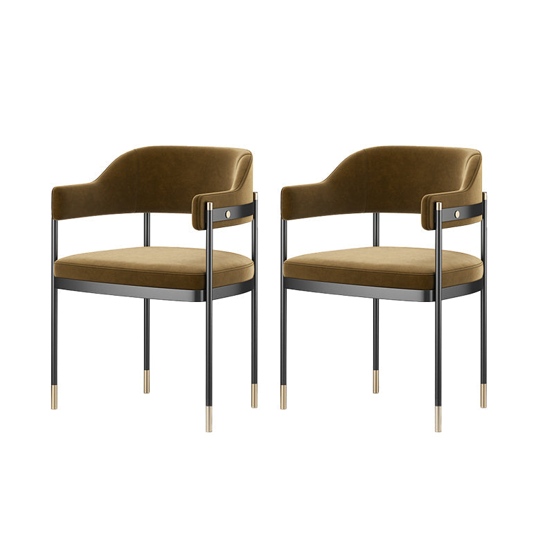 Silla de comedor de cocina contemporánea silla de brazo de patas negras tapizadas