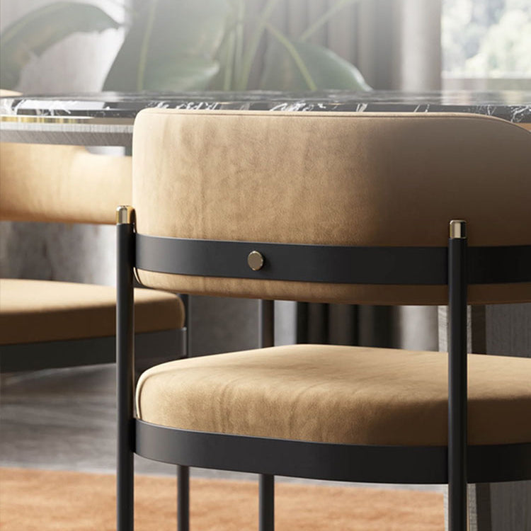 Silla de comedor de cocina contemporánea silla de brazo de patas negras tapizadas