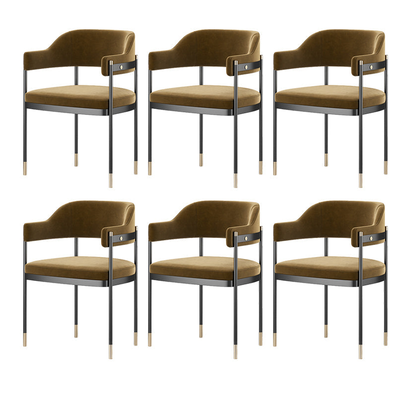 Silla de comedor de cocina contemporánea silla de brazo de patas negras tapizadas