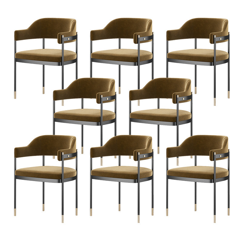 Silla de comedor de cocina contemporánea silla de brazo de patas negras tapizadas