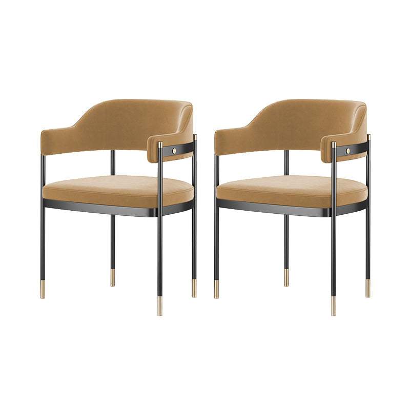 Silla de comedor de cocina contemporánea silla de brazo de patas negras tapizadas