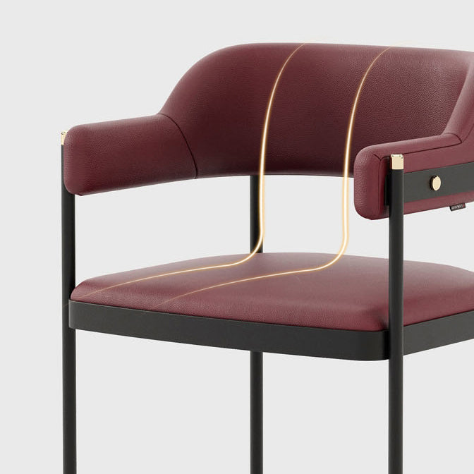 Silla de comedor de cocina contemporánea silla de brazo de patas negras tapizadas