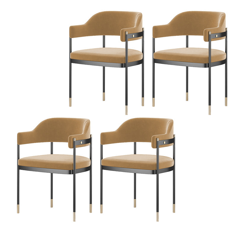 Silla de comedor de cocina contemporánea silla de brazo de patas negras tapizadas