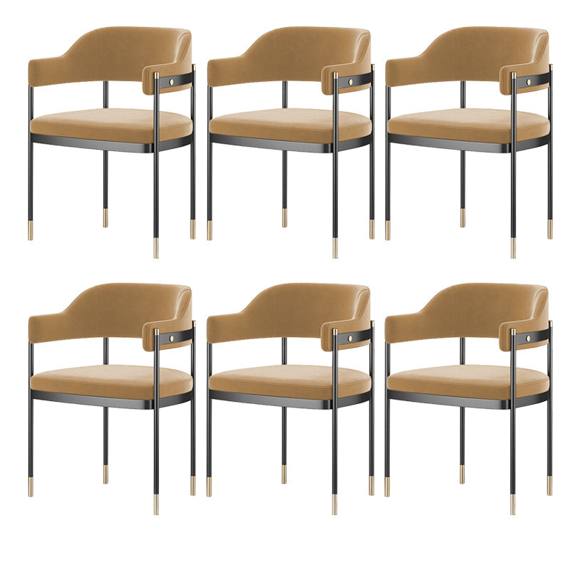 Silla de comedor de cocina contemporánea silla de brazo de patas negras tapizadas