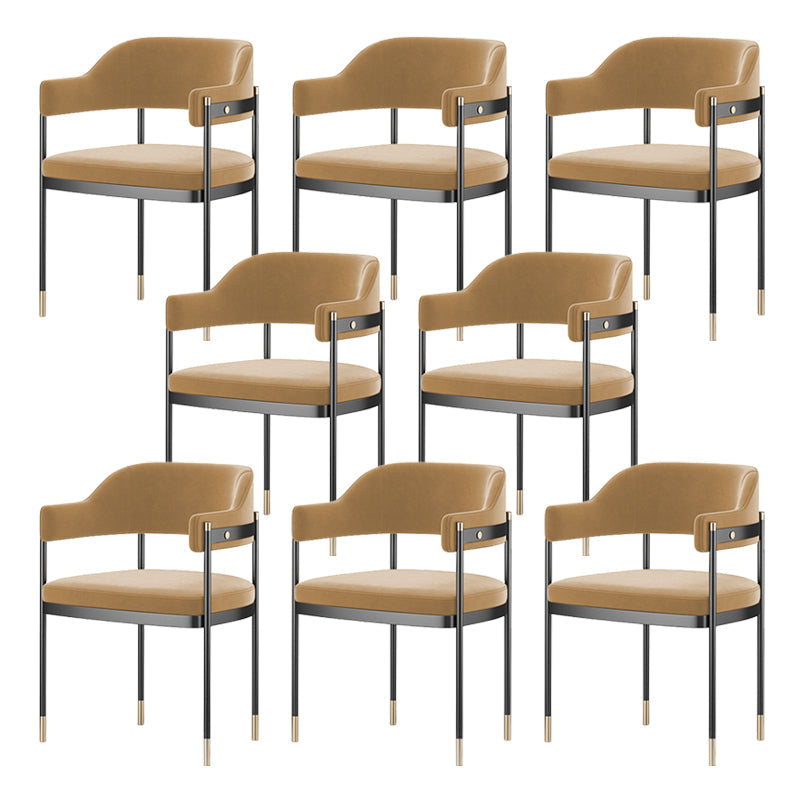 Silla de comedor de cocina contemporánea silla de brazo de patas negras tapizadas