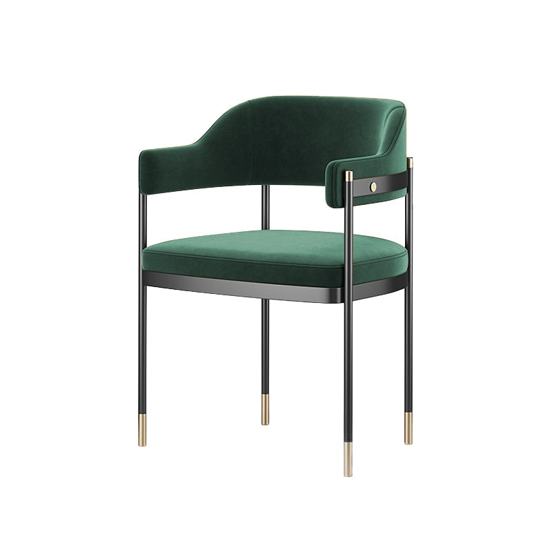 Silla de comedor de cocina contemporánea silla de brazo de patas negras tapizadas
