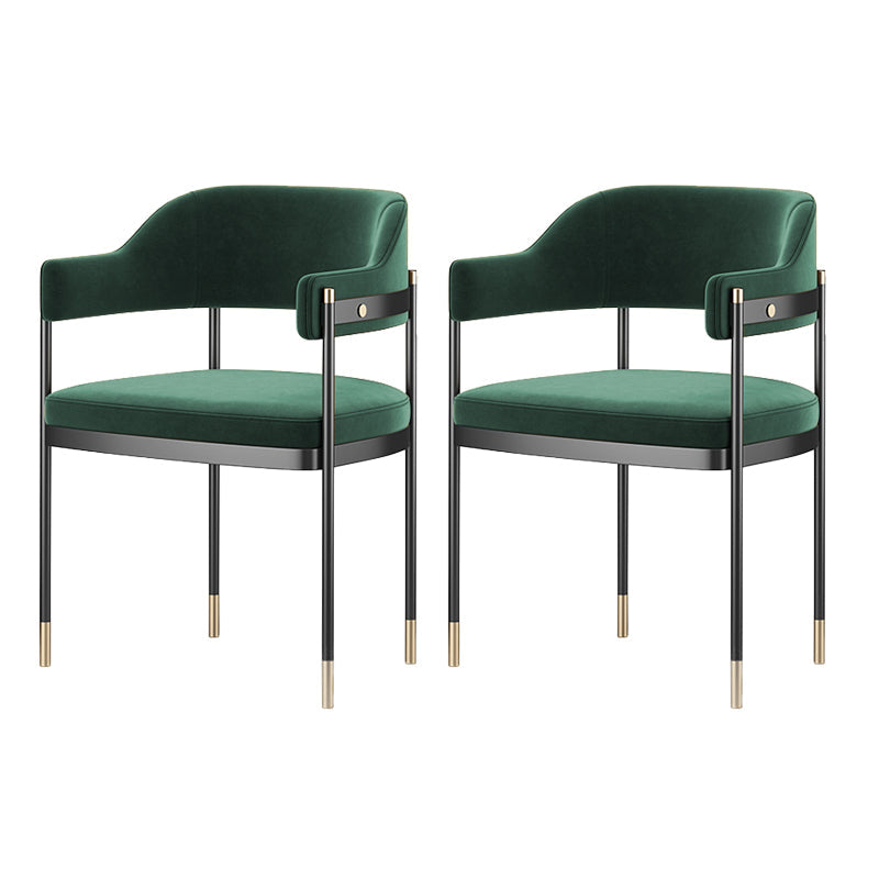 Silla de comedor de cocina contemporánea silla de brazo de patas negras tapizadas