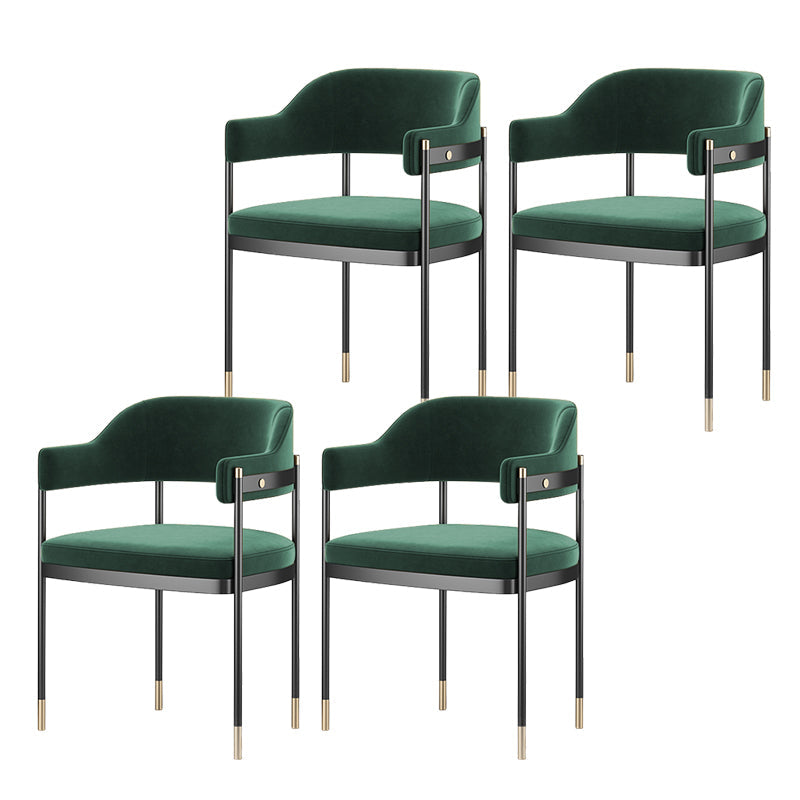 Silla de comedor de cocina contemporánea silla de brazo de patas negras tapizadas