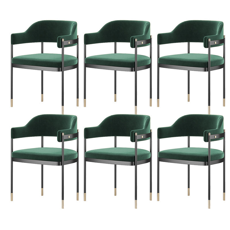 Silla de comedor de cocina contemporánea silla de brazo de patas negras tapizadas