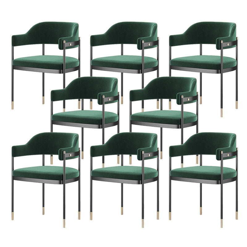 Silla de comedor de cocina contemporánea silla de brazo de patas negras tapizadas