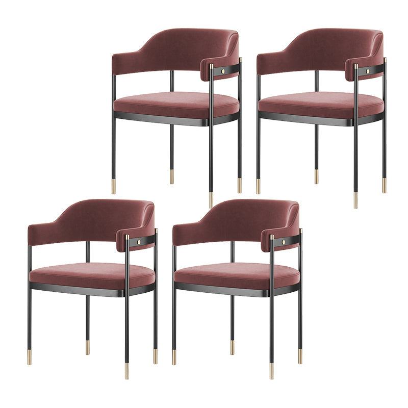 Silla de comedor de cocina contemporánea silla de brazo de patas negras tapizadas