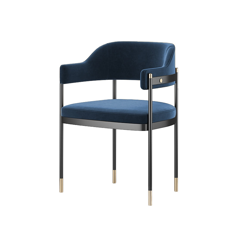 Silla de comedor de cocina contemporánea silla de brazo de patas negras tapizadas