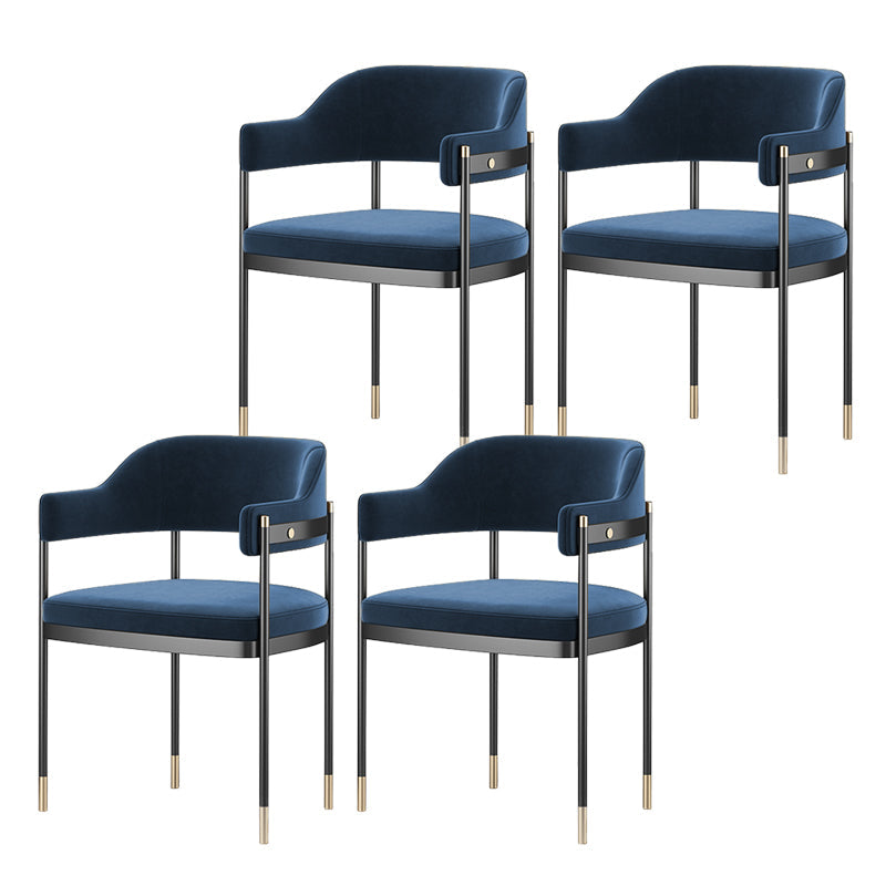 Silla de comedor de cocina contemporánea silla de brazo de patas negras tapizadas