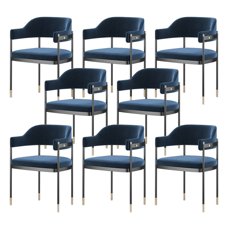 Silla de comedor de cocina contemporánea silla de brazo de patas negras tapizadas