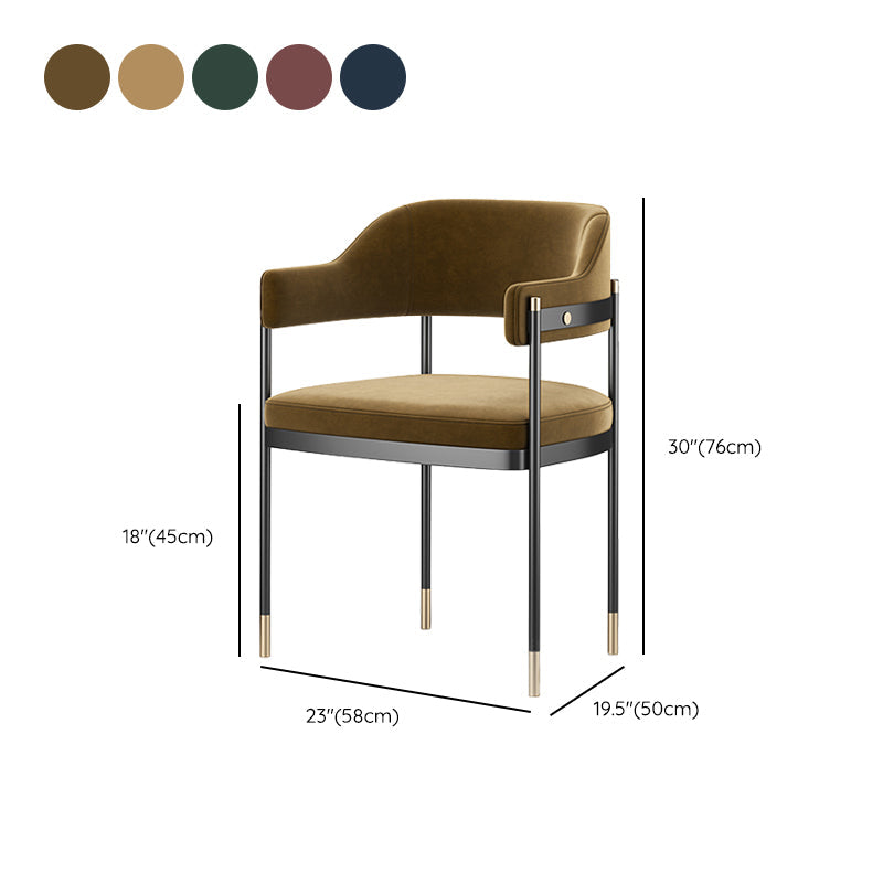 Silla de comedor de cocina contemporánea silla de brazo de patas negras tapizadas