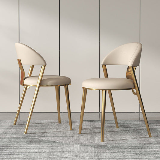 Dining Room Armless Side Chair Glam Faux Leather Dining Chair