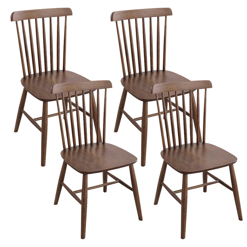 Contemporary Side Chair Rubberwood Dining Chairs with Slat Back