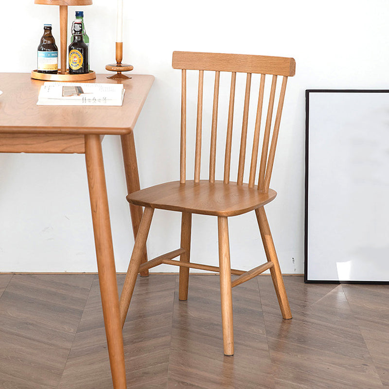 Contemporary Side Chair Rubberwood Dining Chairs with Slat Back