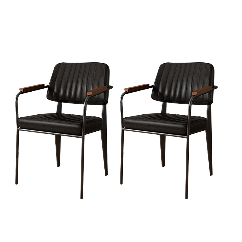 Industrial Kitchen Dining Side Chair Open Back Dining Arm Chair Black 2 Piece Set Clearhalo 'Dining Chairs' 'Dining Tables & Seating' 'dining_chair' 'furn' 'furn_dining_chair' 'Furniture' 'Kitchen & Dining Furniture' 6680234