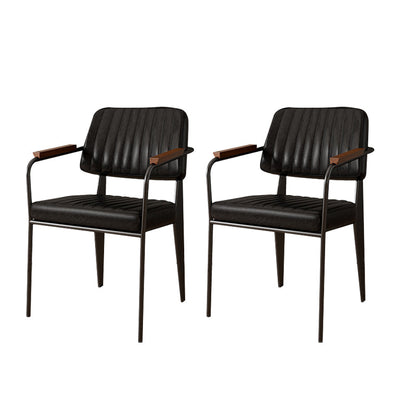 Industrial Kitchen Dining Side Chair Open Back Dining Arm Chair Black 2 Piece Set Clearhalo 'Dining Chairs' 'Dining Tables & Seating' 'dining_chair' 'furn' 'furn_dining_chair' 'Furniture' 'Kitchen & Dining Furniture' 6680234