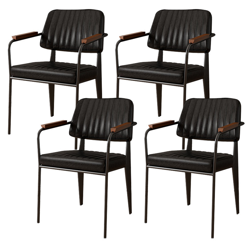 Industrial Kitchen Dining Side Chair Open Back Dining Arm Chair Black 4 Piece Set Clearhalo 'Dining Chairs' 'Dining Tables & Seating' 'dining_chair' 'furn' 'furn_dining_chair' 'Furniture' 'Kitchen & Dining Furniture' 6680235