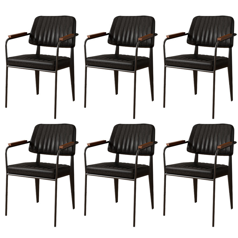 Industrial Kitchen Dining Side Chair Open Back Dining Arm Chair Black 6 Piece Set Clearhalo 'Dining Chairs' 'Dining Tables & Seating' 'dining_chair' 'furn' 'furn_dining_chair' 'Furniture' 'Kitchen & Dining Furniture' 6680237