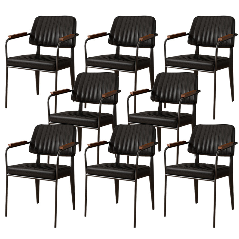 Industrial Kitchen Dining Side Chair Open Back Dining Arm Chair Black 8 Piece Set Clearhalo 'Dining Chairs' 'Dining Tables & Seating' 'dining_chair' 'furn' 'furn_dining_chair' 'Furniture' 'Kitchen & Dining Furniture' 6680240
