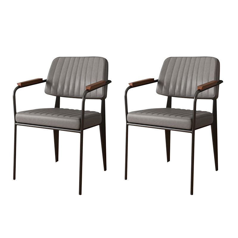 Industrial Kitchen Dining Side Chair Open Back Dining Arm Chair Grey 2 Piece Set Clearhalo 'Dining Chairs' 'Dining Tables & Seating' 'dining_chair' 'furn' 'furn_dining_chair' 'Furniture' 'Kitchen & Dining Furniture' 6680241