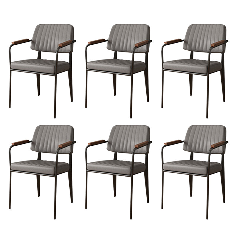 Industrial Kitchen Dining Side Chair Open Back Dining Arm Chair Grey 6 Piece Set Clearhalo 'Dining Chairs' 'Dining Tables & Seating' 'dining_chair' 'furn' 'furn_dining_chair' 'Furniture' 'Kitchen & Dining Furniture' 6680246