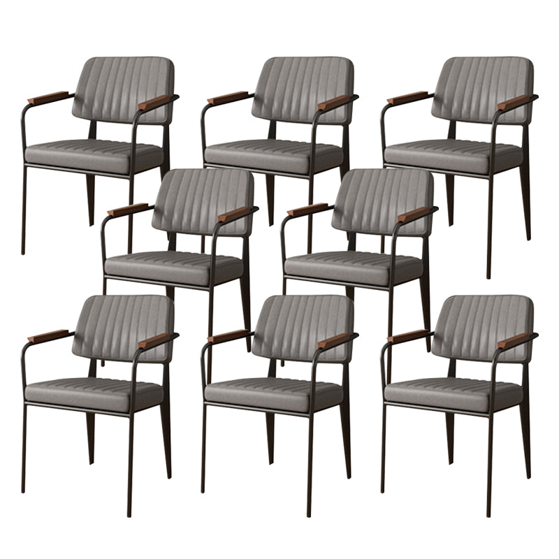 Industrial Kitchen Dining Side Chair Open Back Dining Arm Chair Grey 8 Piece Set Clearhalo 'Dining Chairs' 'Dining Tables & Seating' 'dining_chair' 'furn' 'furn_dining_chair' 'Furniture' 'Kitchen & Dining Furniture' 6680247