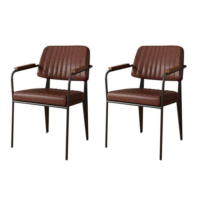 Industrial Kitchen Dining Side Chair Open Back Dining Arm Chair Brown 2 Piece Set Clearhalo 'Dining Chairs' 'Dining Tables & Seating' 'dining_chair' 'furn' 'furn_dining_chair' 'Furniture' 'Kitchen & Dining Furniture' 6680253