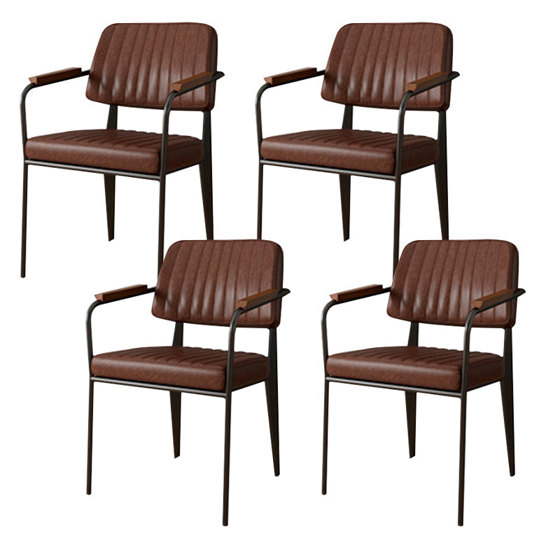 Industrial Kitchen Dining Side Chair Open Back Dining Arm Chair Brown 4 Piece Set Clearhalo 'Dining Chairs' 'Dining Tables & Seating' 'dining_chair' 'furn' 'furn_dining_chair' 'Furniture' 'Kitchen & Dining Furniture' 6680254