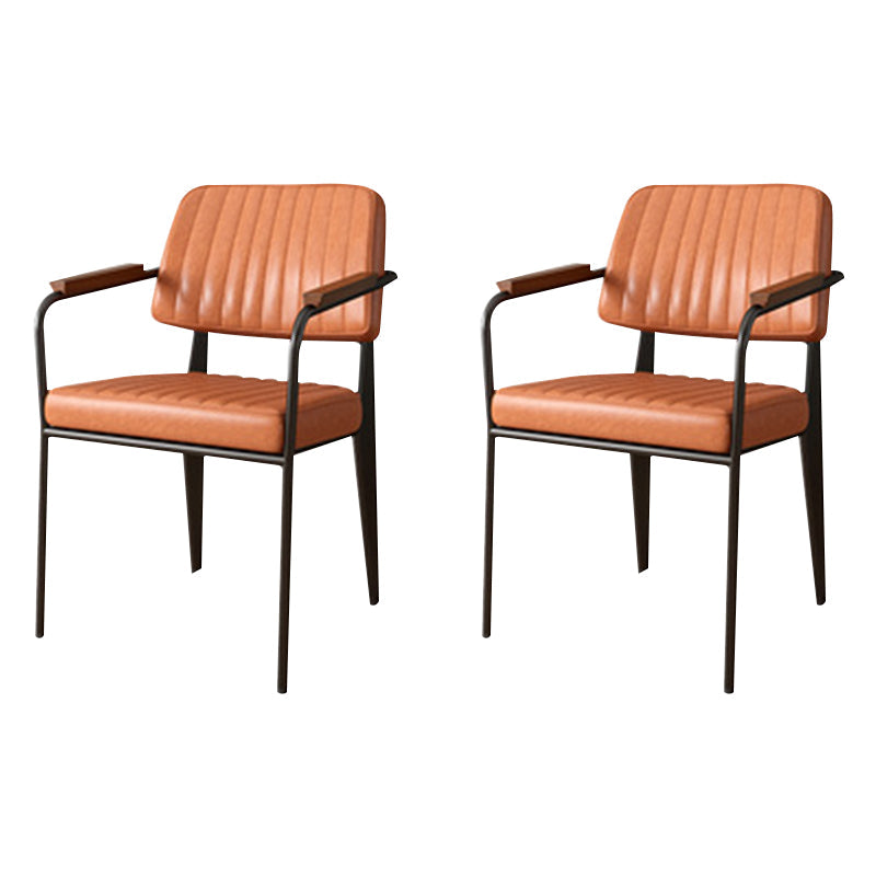Industrial Kitchen Dining Side Chair Open Back Dining Arm Chair Orange 2 Piece Set Clearhalo 'Dining Chairs' 'Dining Tables & Seating' 'dining_chair' 'furn' 'furn_dining_chair' 'Furniture' 'Kitchen & Dining Furniture' 6680257