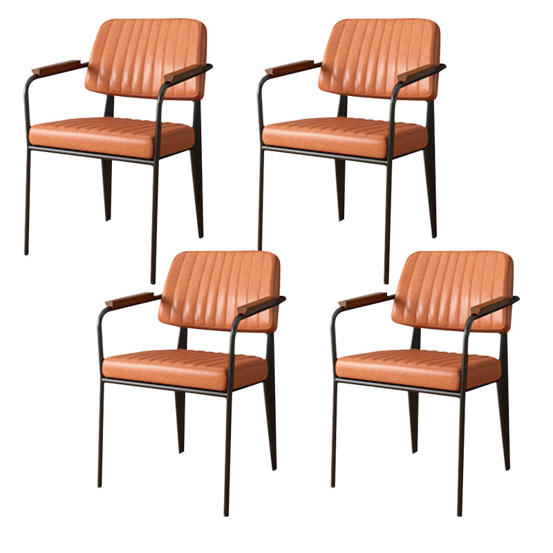 Industrial Kitchen Dining Side Chair Open Back Dining Arm Chair Orange 4 Piece Set Clearhalo 'Dining Chairs' 'Dining Tables & Seating' 'dining_chair' 'furn' 'furn_dining_chair' 'Furniture' 'Kitchen & Dining Furniture' 6680258