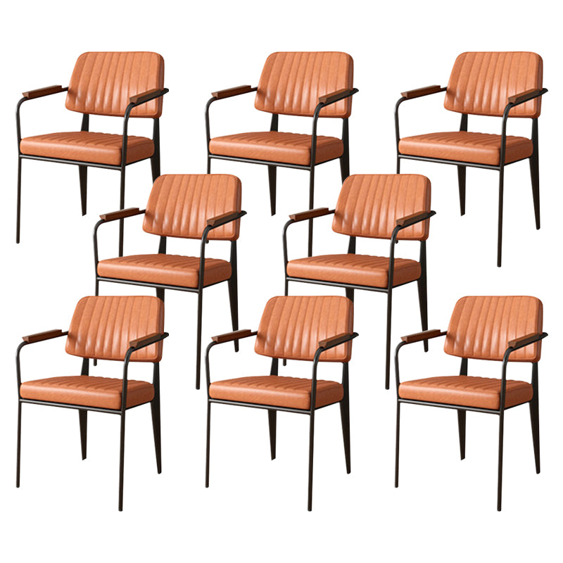 Industrial Kitchen Dining Side Chair Open Back Dining Arm Chair Orange 8 Piece Set Clearhalo 'Dining Chairs' 'Dining Tables & Seating' 'dining_chair' 'furn' 'furn_dining_chair' 'Furniture' 'Kitchen & Dining Furniture' 6680260