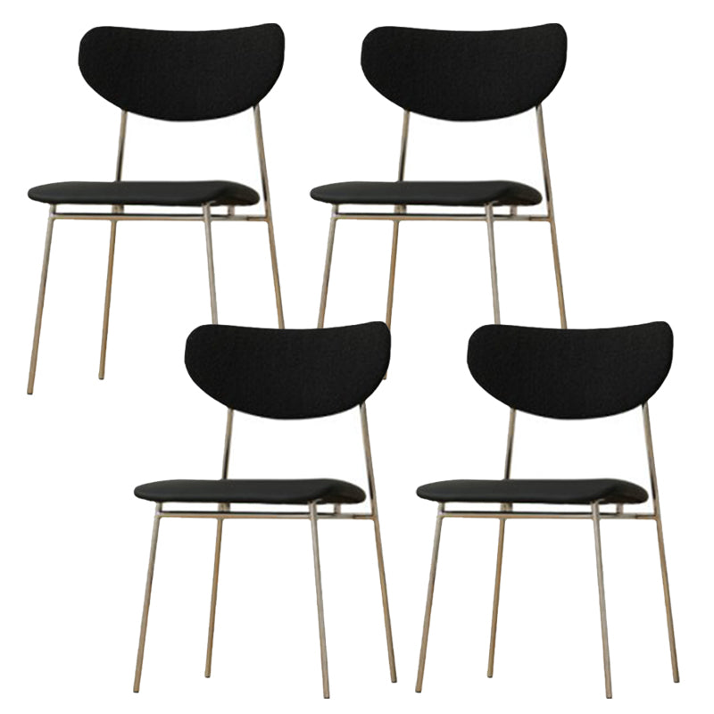 Contemporary Indoor Side Chair Silver Legs Open Back Dining Chair Black 4 Piece Set Clearhalo 'Dining Chairs' 'Dining Tables & Seating' 'dining_chair' 'furn' 'furn_dining_chair' 'Furniture' 'Kitchen & Dining Furniture' 6680641