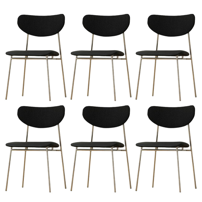 Contemporary Indoor Side Chair Silver Legs Open Back Dining Chair Black 6 Piece Set Clearhalo 'Dining Chairs' 'Dining Tables & Seating' 'dining_chair' 'furn' 'furn_dining_chair' 'Furniture' 'Kitchen & Dining Furniture' 6680643