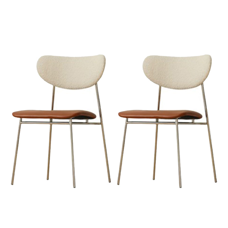 Contemporary Indoor Side Chair Silver Legs Open Back Dining Chair White 2 Piece Set Clearhalo 'Dining Chairs' 'Dining Tables & Seating' 'dining_chair' 'furn' 'furn_dining_chair' 'Furniture' 'Kitchen & Dining Furniture' 6680649