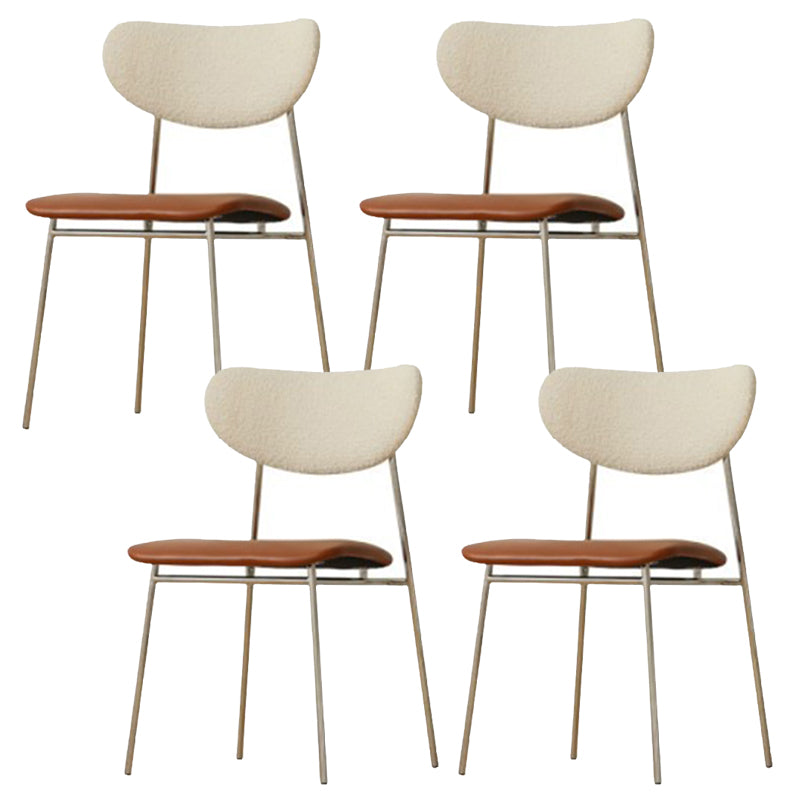 Contemporary Indoor Side Chair Silver Legs Open Back Dining Chair White 4 Piece Set Clearhalo 'Dining Chairs' 'Dining Tables & Seating' 'dining_chair' 'furn' 'furn_dining_chair' 'Furniture' 'Kitchen & Dining Furniture' 6680650