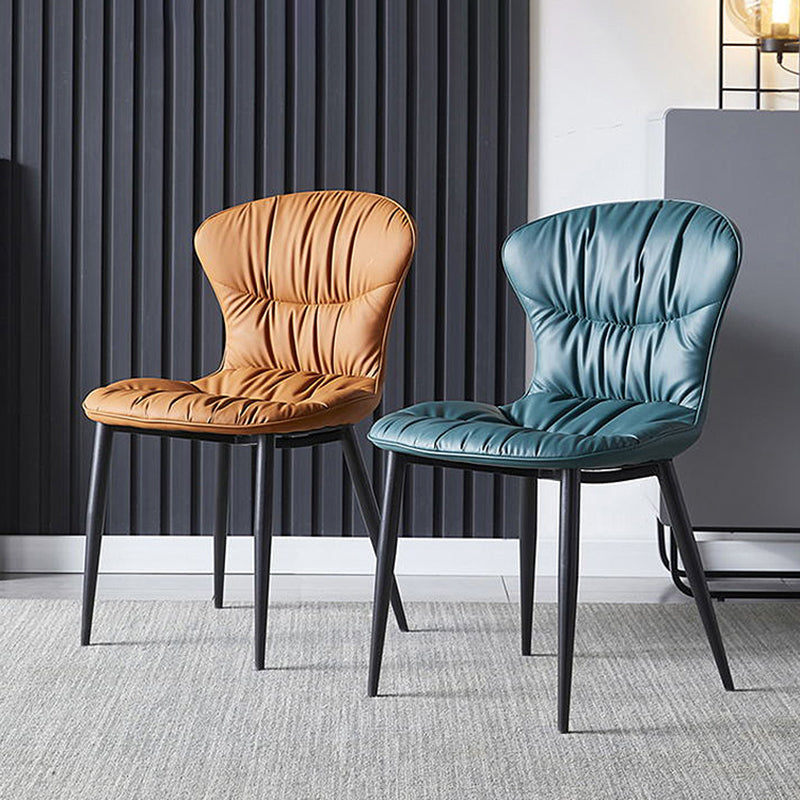 Sedia laterale in pelle finta gambe nere sala da pranzo parsons sedia