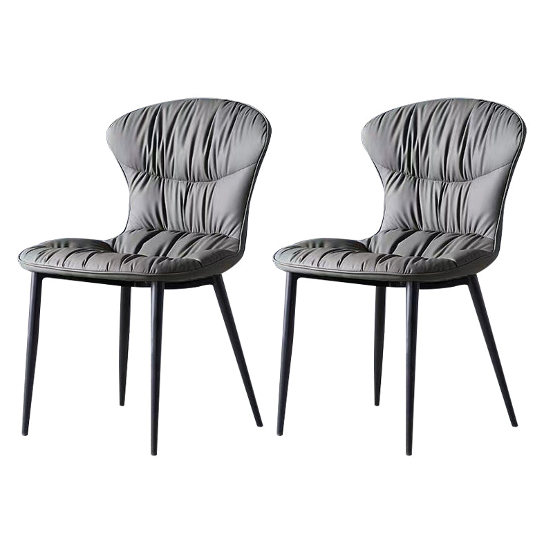 Sedia laterale in pelle finta gambe nere sala da pranzo parsons sedia