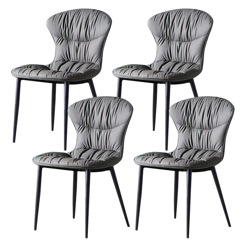 Sedia laterale in pelle finta gambe nere sala da pranzo parsons sedia