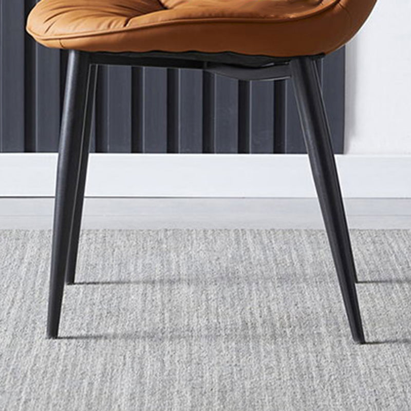 Sedia laterale in pelle finta gambe nere sala da pranzo parsons sedia