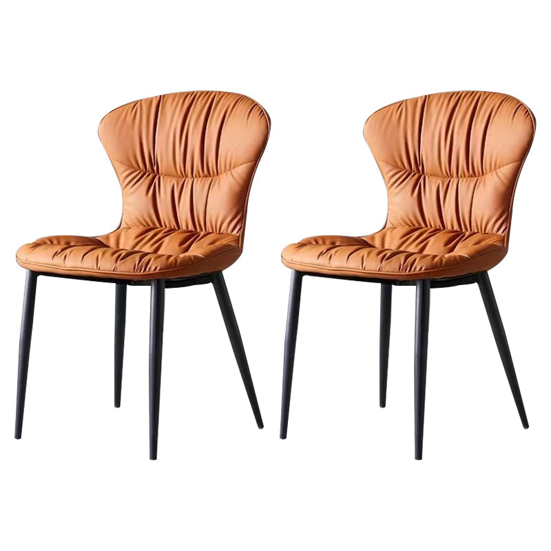 Sedia laterale in pelle finta gambe nere sala da pranzo parsons sedia