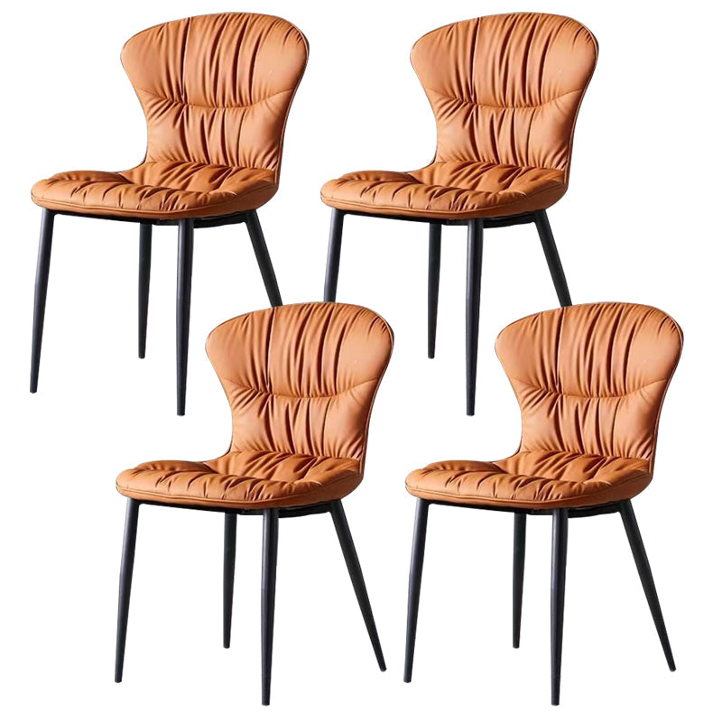 Sedia laterale in pelle finta gambe nere sala da pranzo parsons sedia